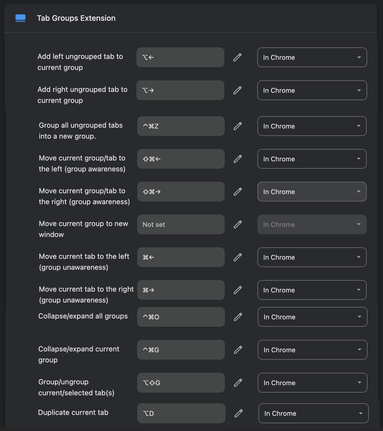 Custom Chrome Shortcut Screenshot